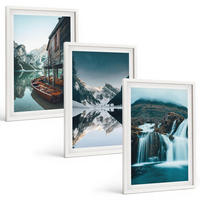 BILDER SET 3er Set - 40x60 cm Weißer Rahmen - Berglandschaften Wasserfall See - Weiß, Kunststoff (40/60cm) - TULUP