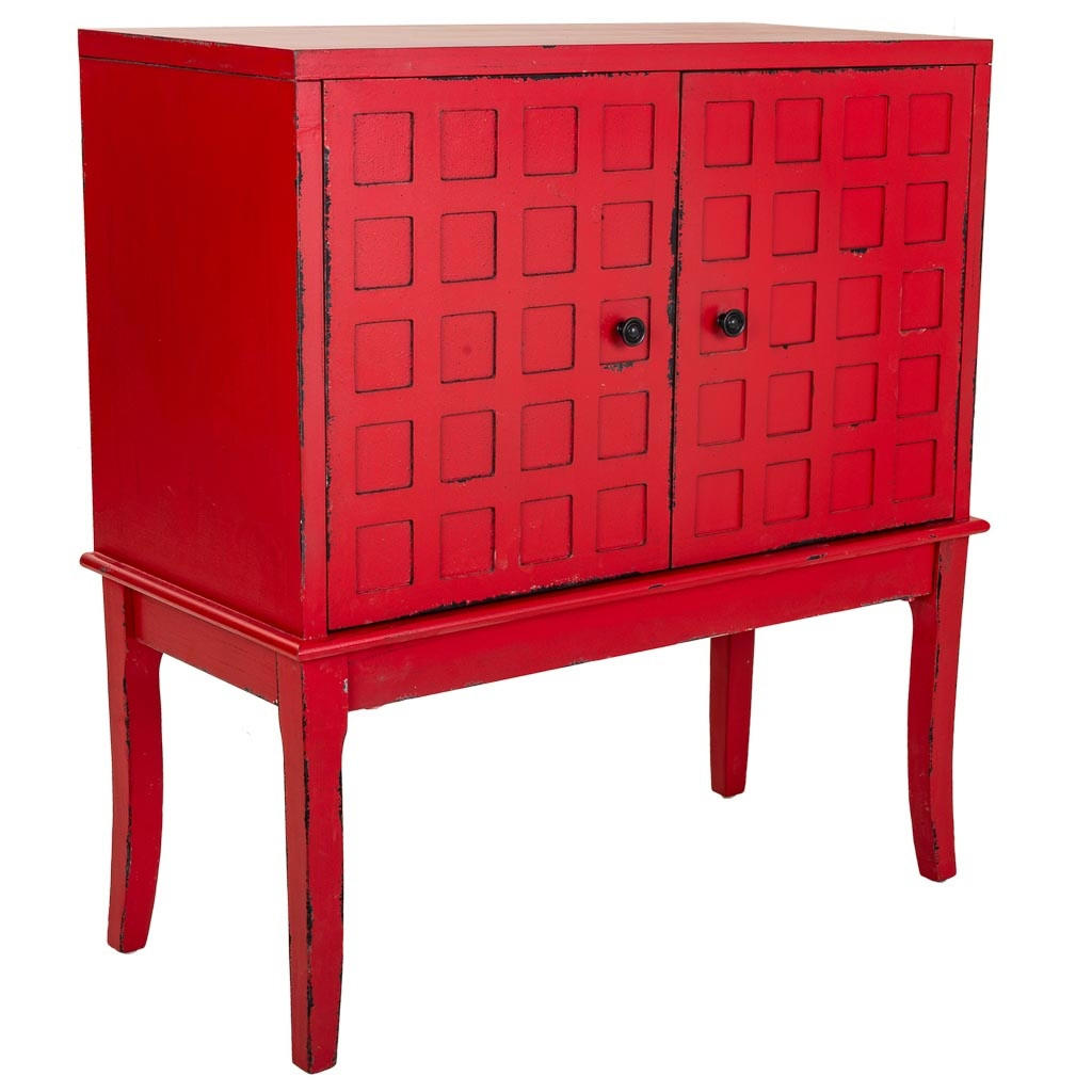 Wanderlust Holzschrank Rot 82x90x39 cm