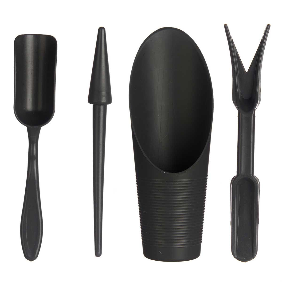 GARTENPFLEGE-SET Schaufel, Rechen, Handstreuer - Schwarz, Kunststoff (6/16.5/5cm) - Ibergarden