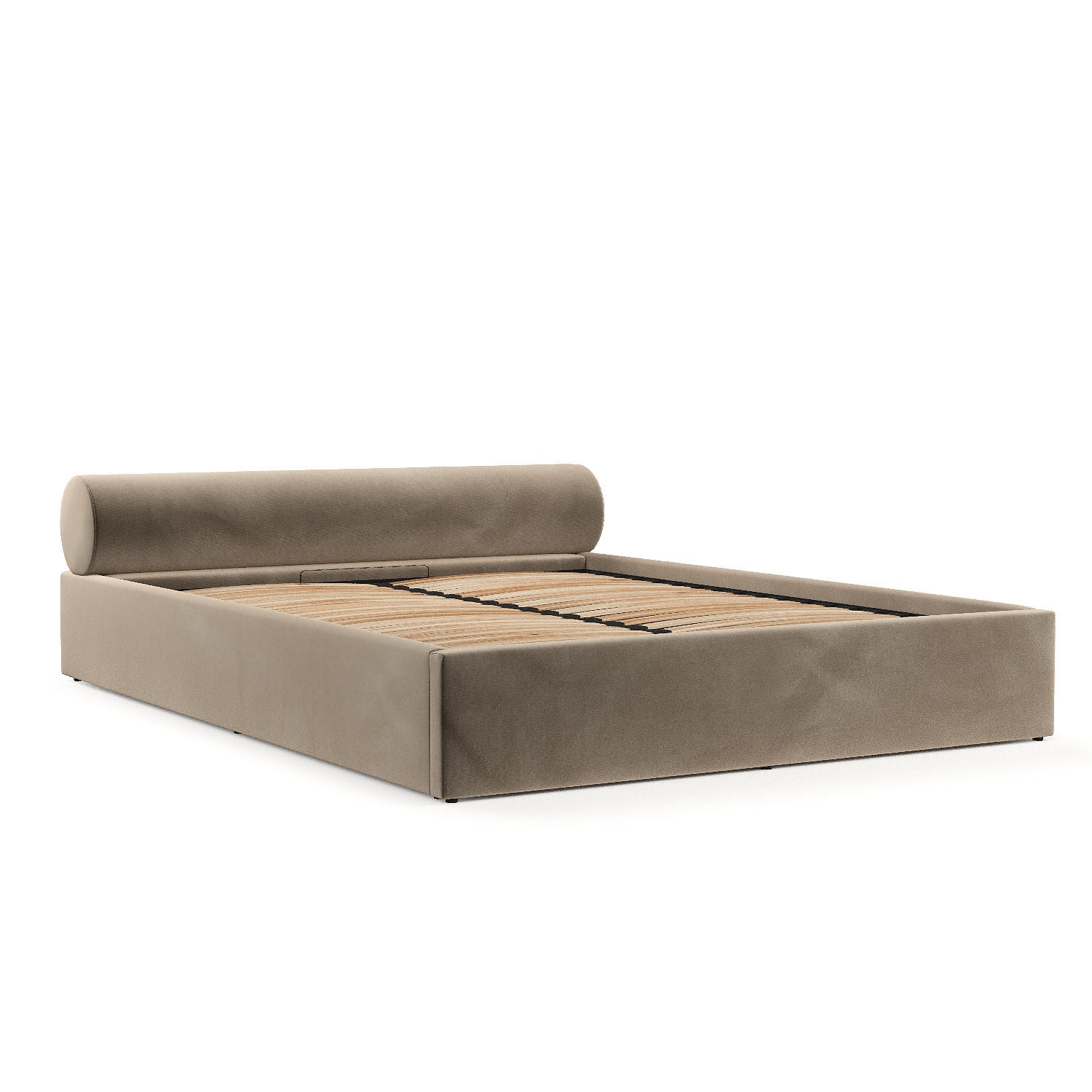 POLSTERBETT Solvo mit Stauraum 180/200 cm Taupe im Paros Stoff - Taupe/Schwarz, Holz/Holzwerkstoff (180/200cm) - AltaBeds