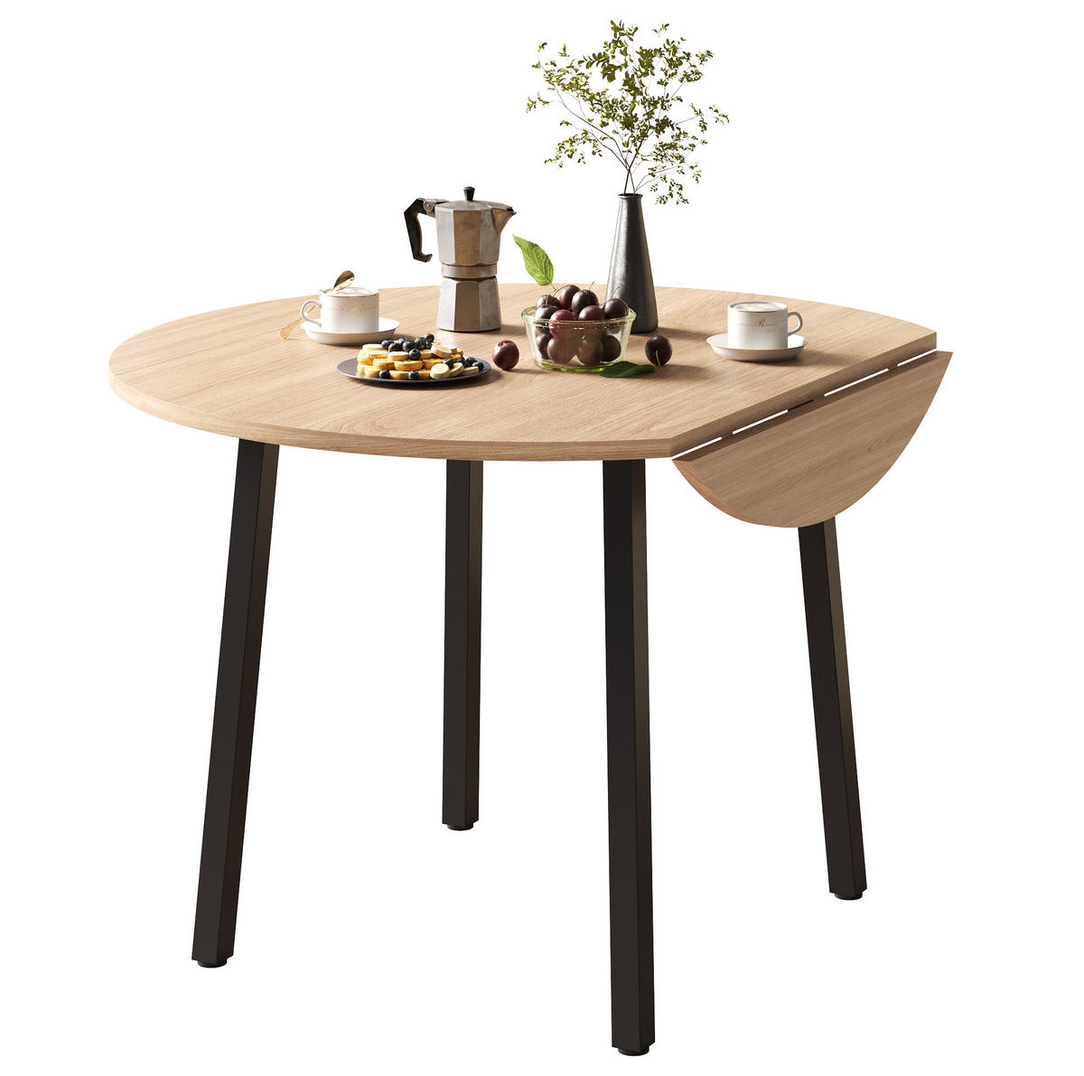 ESSTISCH 100/100 cm in Eicheoptik, klappbar, rund, für 2-4 Personen - Eichefarben, Holzwerkstoff (100/100/75cm) - Flora Grace