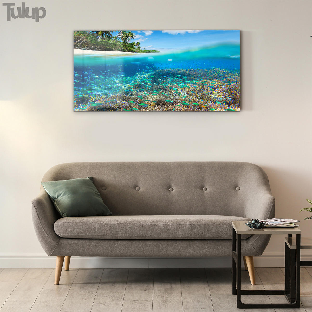 GLASBILD 120x60 cm Meereskorallenriff - Türkis, Glas (120/60cm) - TULUP