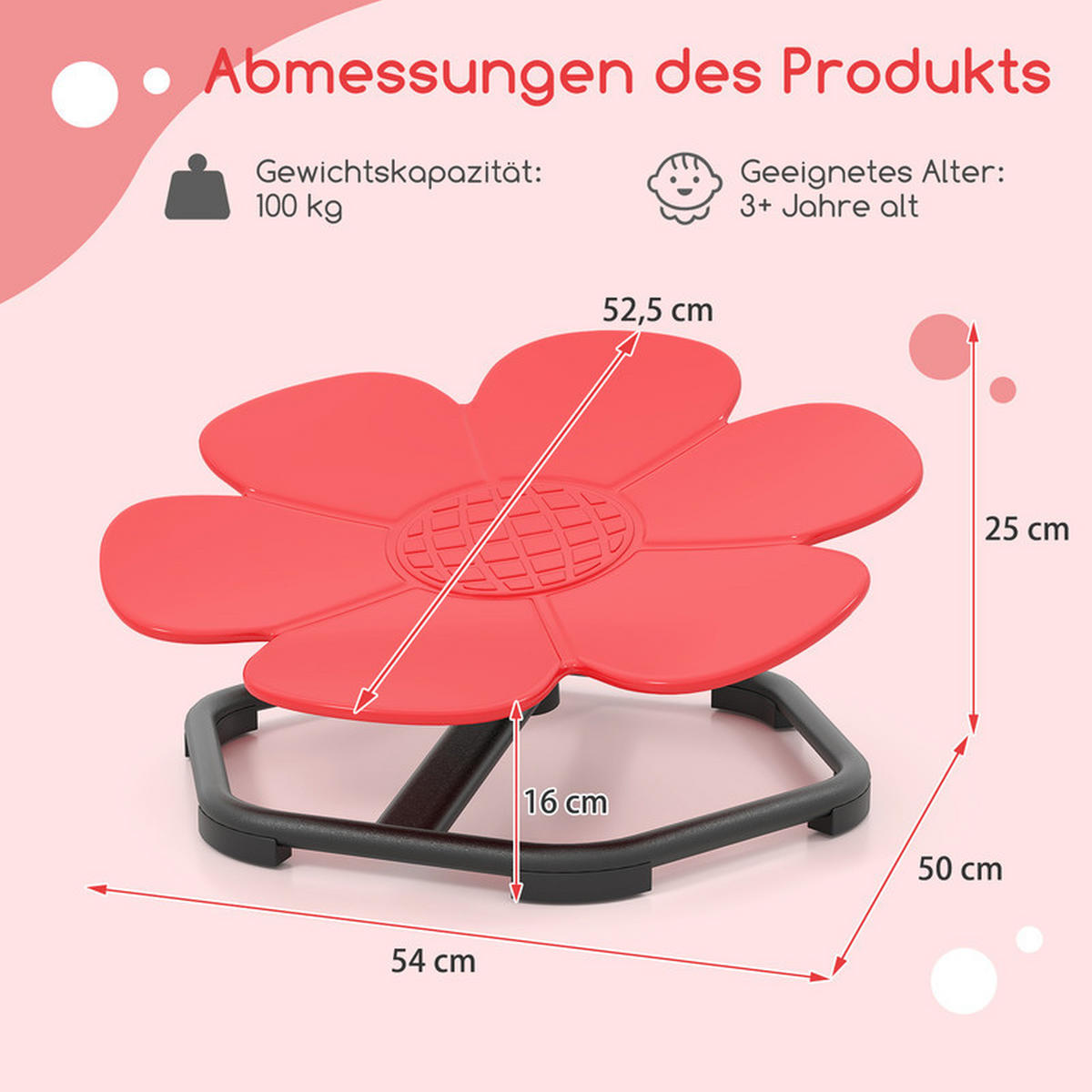 SENSOR‑DREHSTUHL für Kinder rot - Rot, Kunststoff (54/25/50cm) - COSTWAY