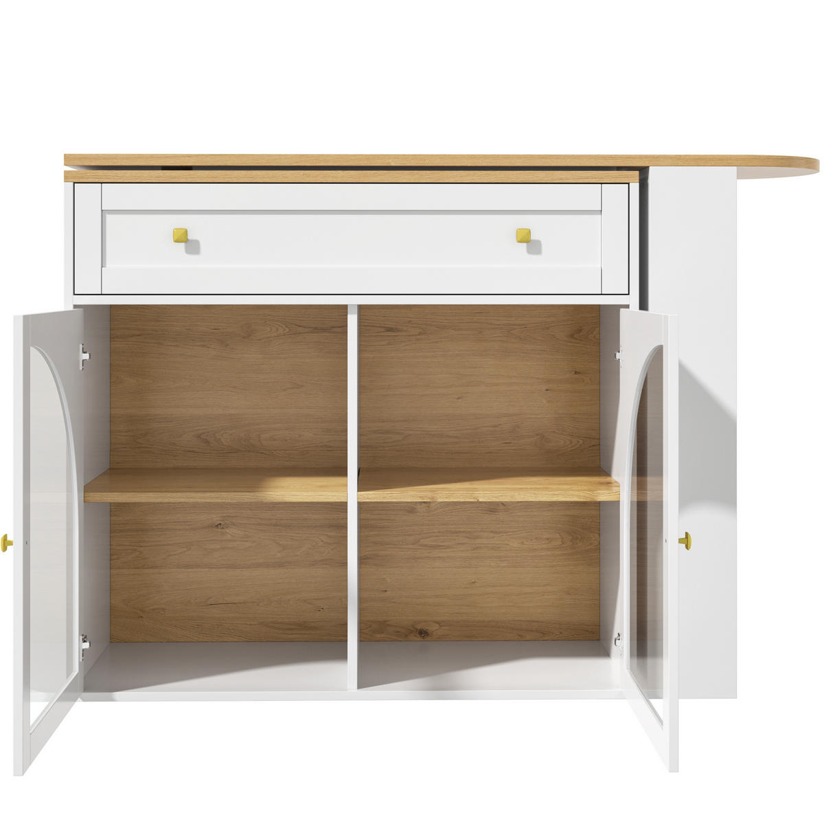 KÜCHENINSEL aus MDF 138-204x39x104 cm in Weiß mit 360° Drehfunktion - Weiß, Holzwerkstoff (204/104/39cm) - Modfu