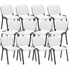 BESUCHERSTUHL 12er Set Lederlook weiß - Schwarz/Weiß, Textil/Metall (53/83/53cm) - CLP