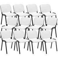 BESUCHERSTUHL 12er Set Lederlook weiß - Schwarz/Weiß, Textil/Metall (53/83/53cm) - CLP