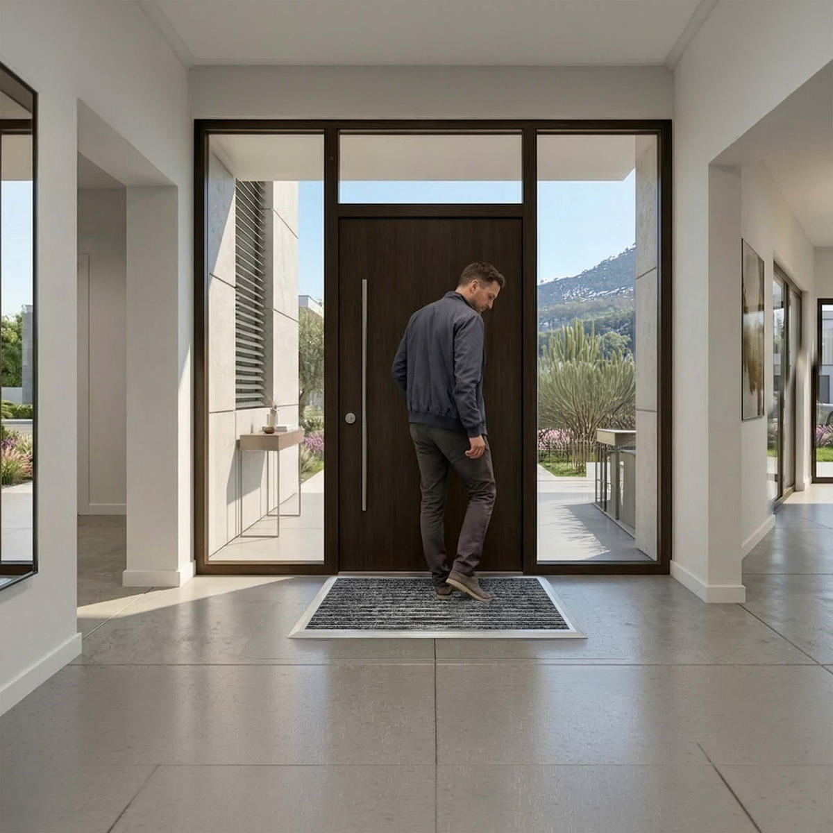 ROHOŽ - čierna, kov/textil (60/40cm) - Relaxdays