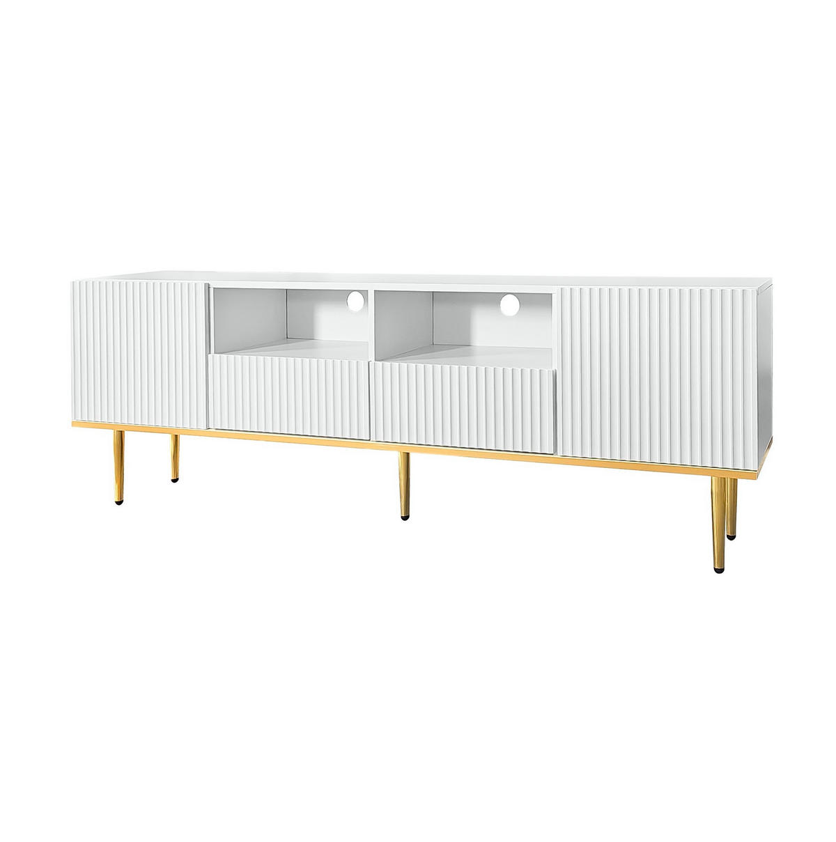 TV-LOWBOARD aus Spanplatte 165x36x55 cm Schwarz-Gold mit 2 Schubladen und 2 Fächern - Weiß, Holzwerkstoff (165/55/36cm) - IVMEU
