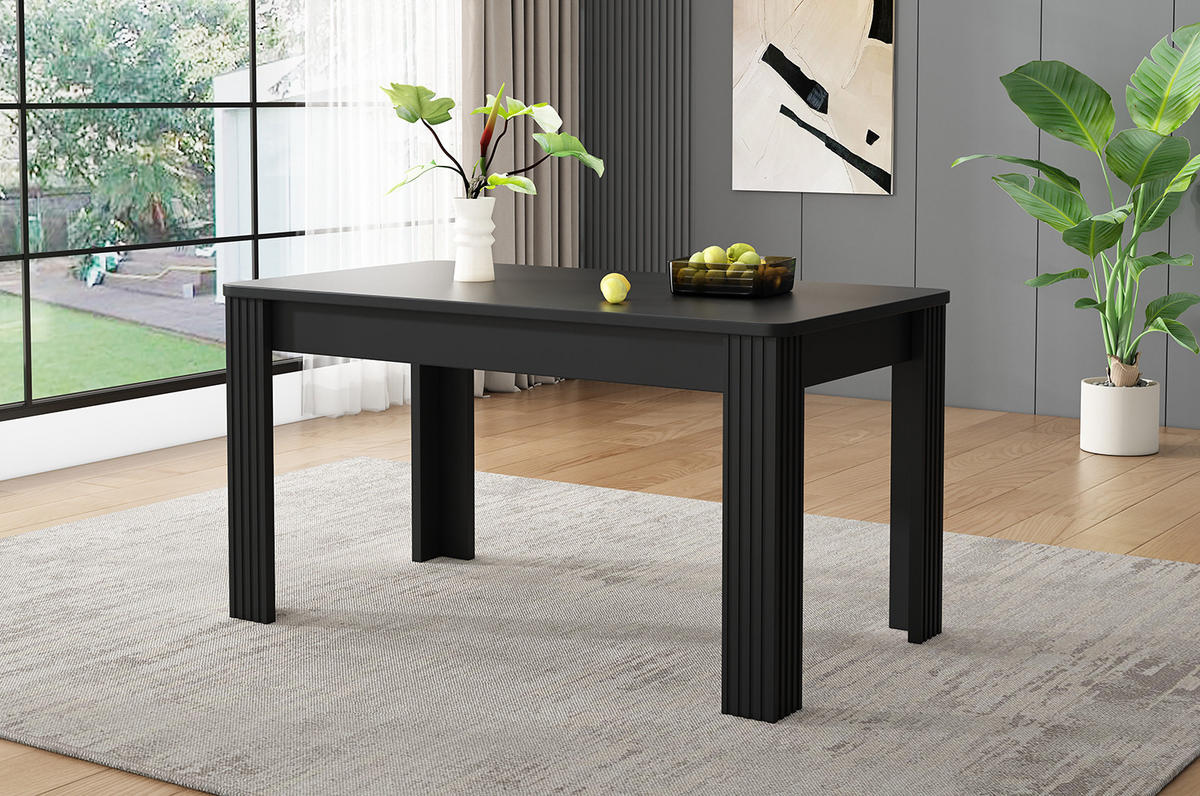 ESSTISCH 75x65x116 cm in Schwarz aus Spanplatte mit pflegeleichter Tischplatte - Schwarz, Holzwerkstoff (65/116/75cm) - Modfu