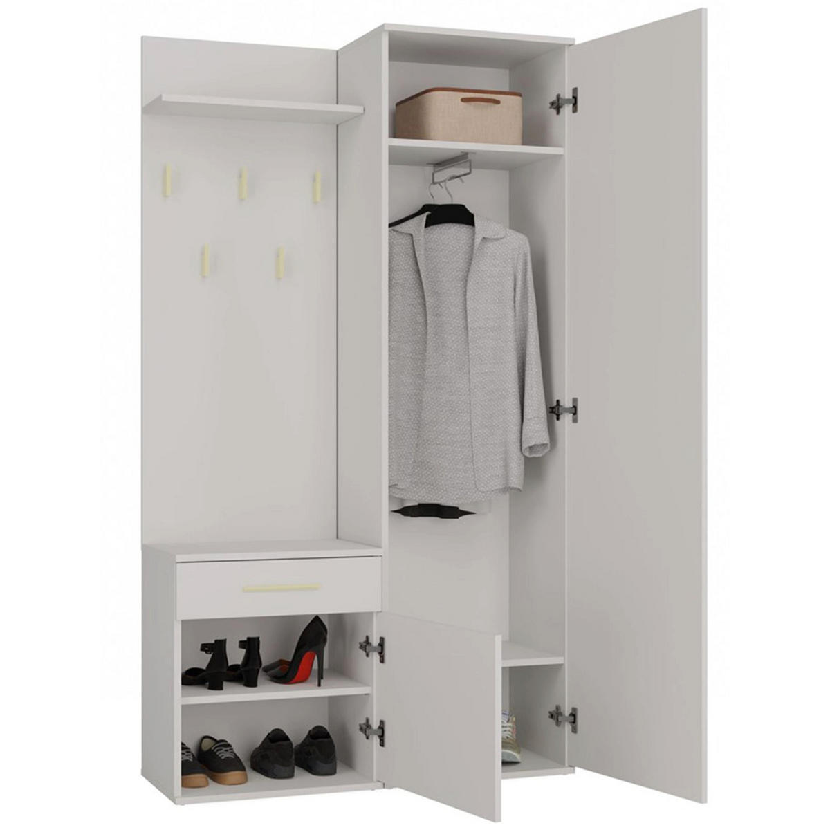 FLURMÖBEL-SET Duvio Greige - Taupe/Silberfarben, Holzwerkstoff/Kunststoff (100/35/180cm) - Selsey