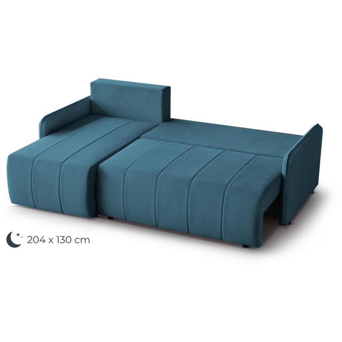 ECKSCHLAFSOFA Capri blau - Blau/Schwarz, Kunststoff/Textil (223/156cm) - Beautysofa