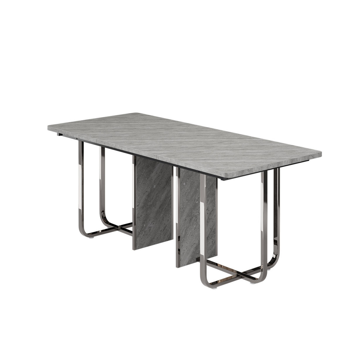ESSTISCH aus MDF und Metall 180x80x75 cm Grau mit stabilen Metallbeinen und pflegeleichter Tischplatte - Grau, Holzwerkstoff (180/80/75cm) - Modfu