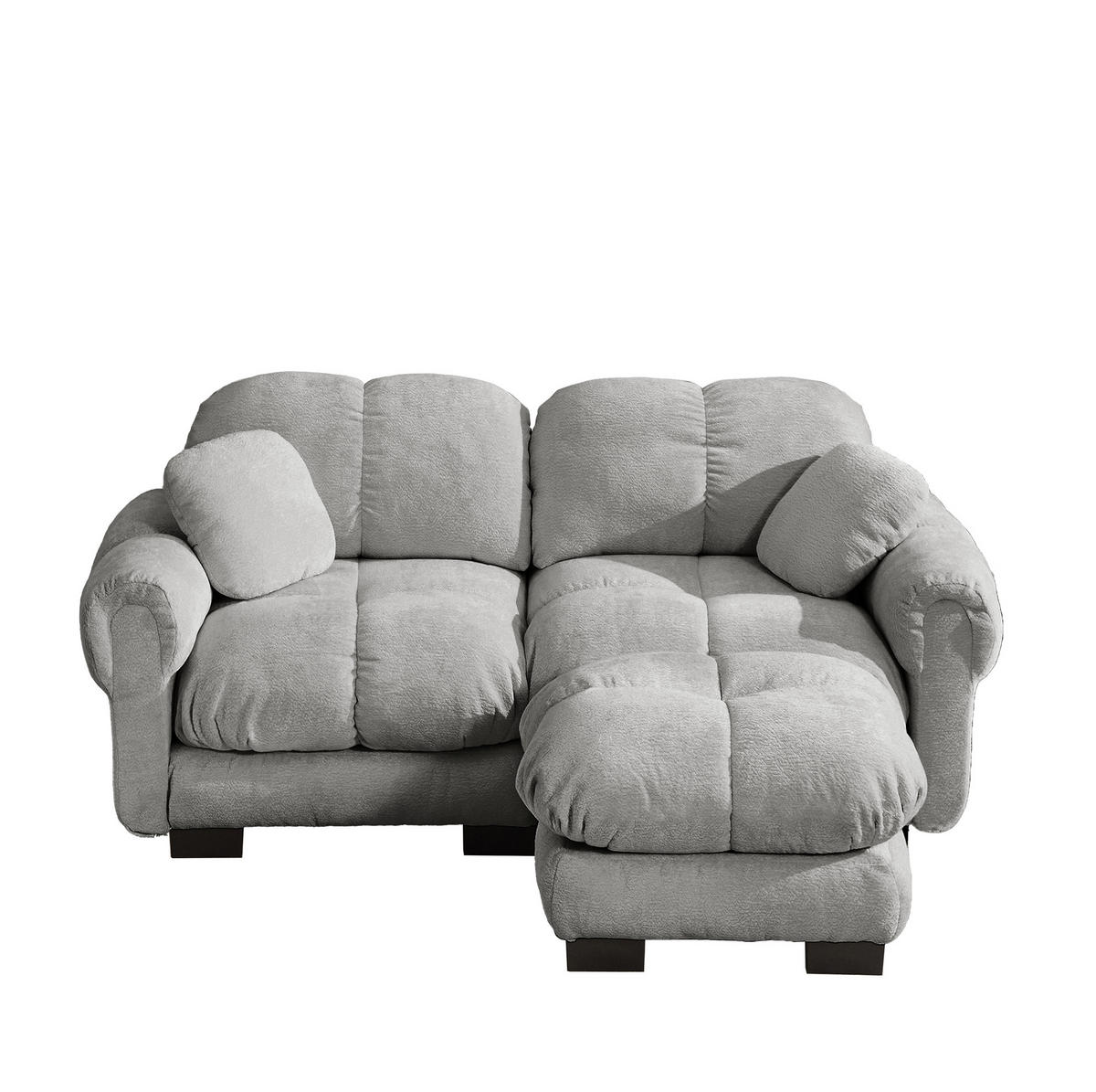 SOFA modular in L-Form Chenille Hellgrau - Hellgrau, Holz (149/190cm) - Meubliv