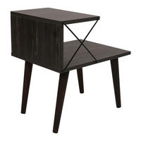 BEISTELLTISCH Bergen - Dunkelbraun/Anthrazit, Holzwerkstoff/Buchenholz (50/40/55cm) - [en.casa]