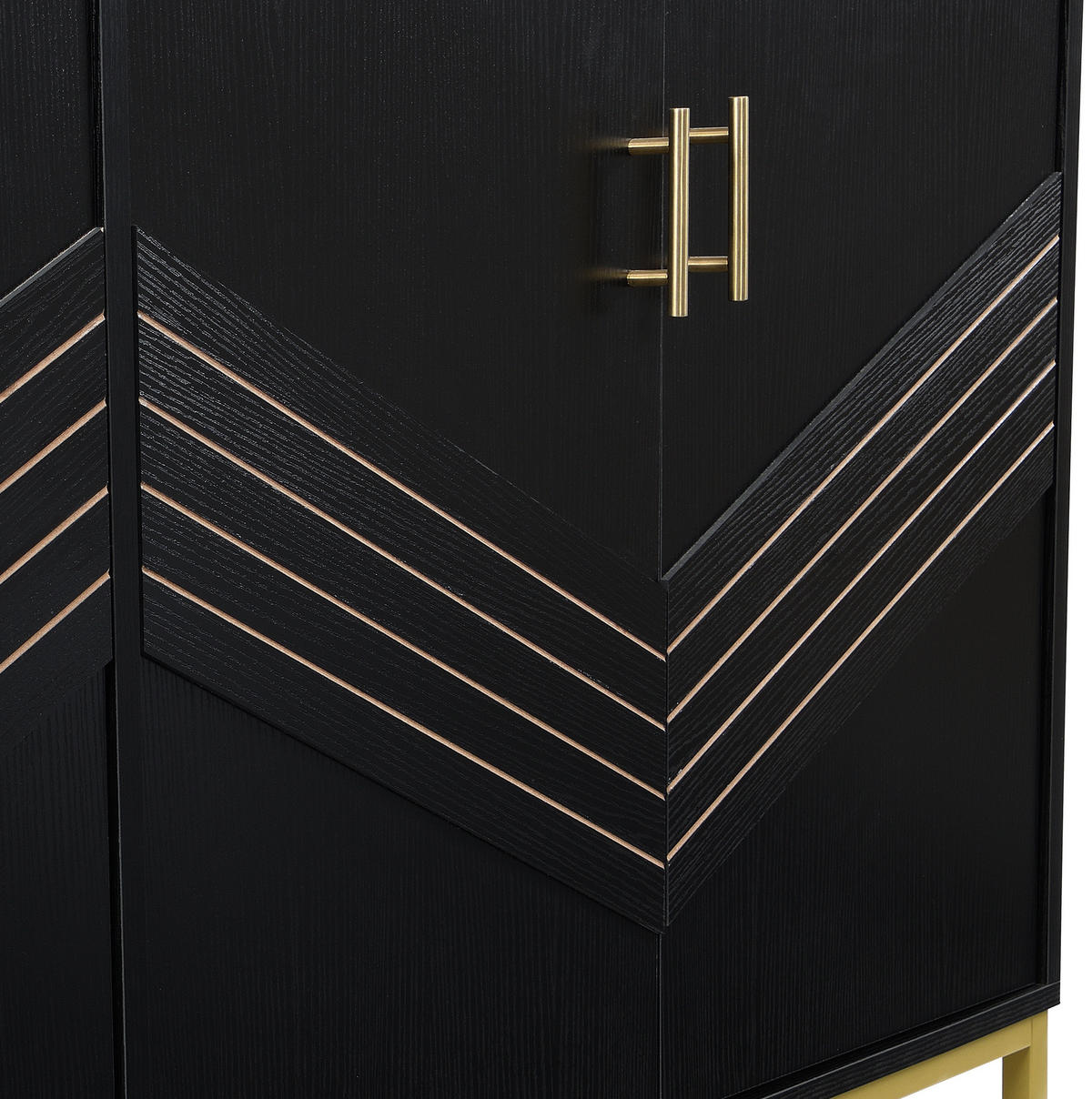 SIDEBOARD aus MDF 160x40x80,5 cm Schwarz mit Holzmaserung, 4 Türen und verstellbaren Einlegeböden - Schwarz, Holzwerkstoff (160/80.5/40cm) - IVMEU