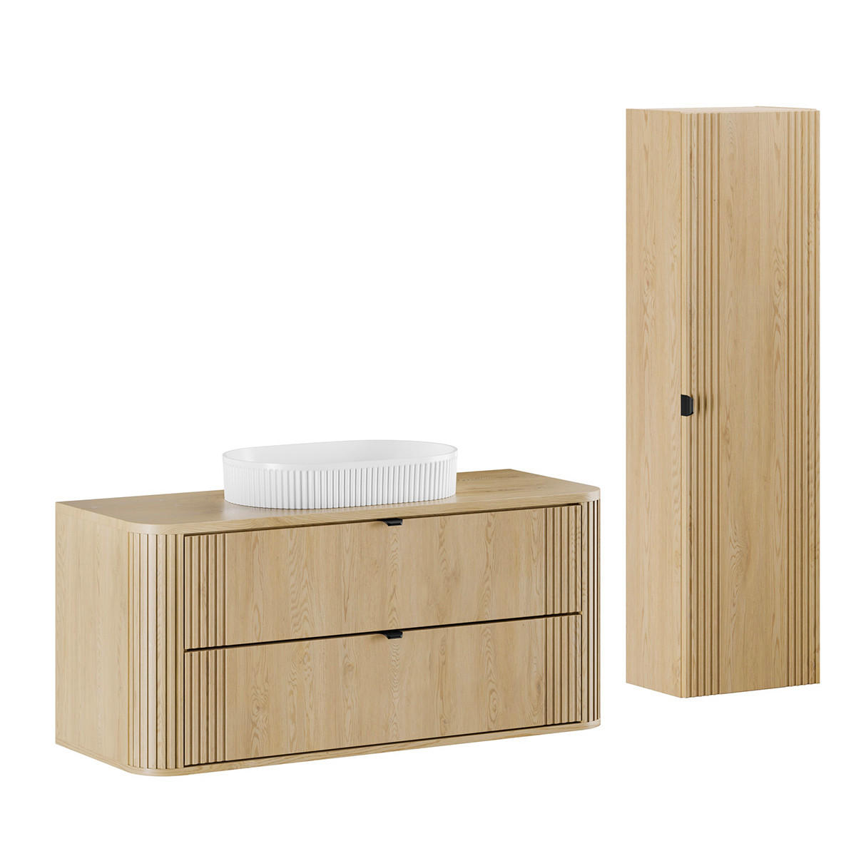 BADMÖBEL 120.4cm Mila 2er-Set Helle Eiche - Braun, Holzwerkstoff (120.4/54/46cm) - Petits-meubles