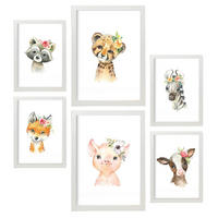 POSTER Set Mit 6 Ästhetisches Blumentier Größe A3 & A4 Weißer Rahmen - Weiß, Papier (29.7/1cm) - Nacnic