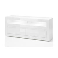 TV-LOWBOARD Hochglanz weiß Stone Design grau, TV-Unterteil Komforthöhe, 150 x 63 cm - Weiß Hochglanz, Holzwerkstoff (150/63/42cm) - Furn.Design