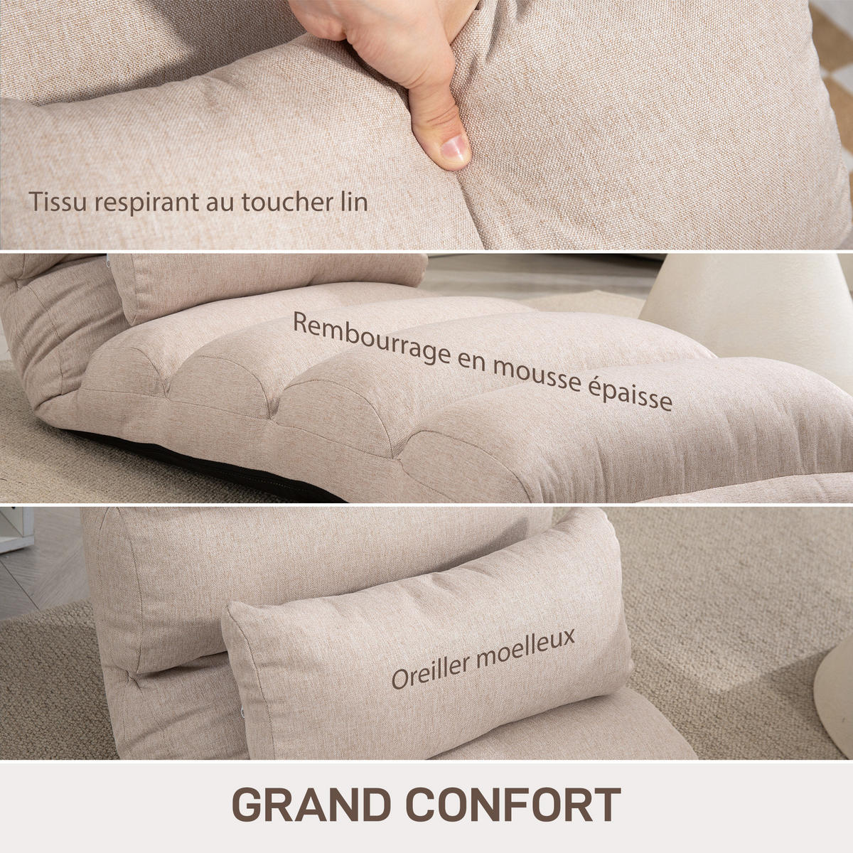 SCHLAFSESSEL DE-13443 Beige - Beige, Textil (58/78/119cm) - ComfortXL