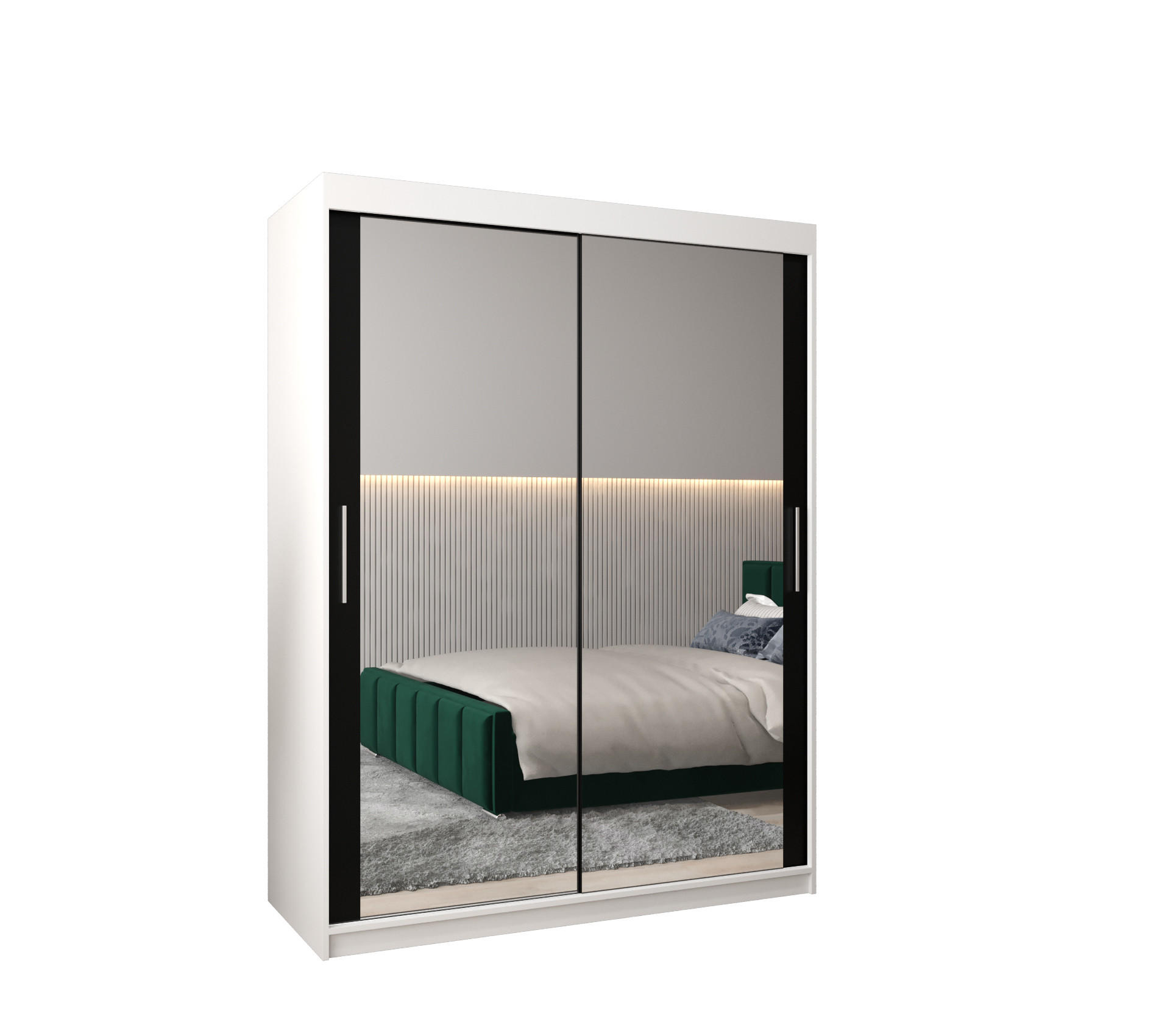 Abiks Möbel Schwebetürenschrank Weiß 150x200x62 cm