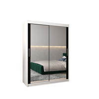 SCHWEBETÜRENSCHRANK 200/150/62 2-türig - Silberfarben/Schwarz, Holz/Kunststoff (150/200/62cm) - Abiks Möbel