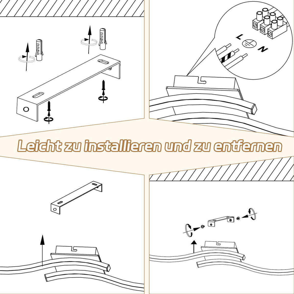 LED-DECKENLEUCHTE Lay 12/50.5/7.3cm - Schwarz, Metall (50.5/12/7.3cm) - Nettlife