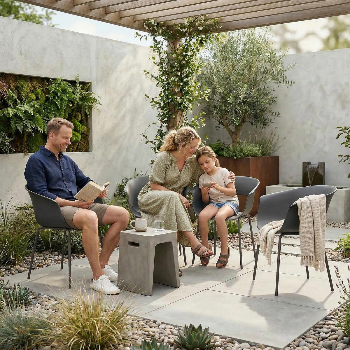 GARTENSTÜHLE-SET 4-TLG. aus Metall Kunststoff Dunkelgrau - Dunkelgrau, Kunststoff/Metall (51/74/61cm) - Outsunny