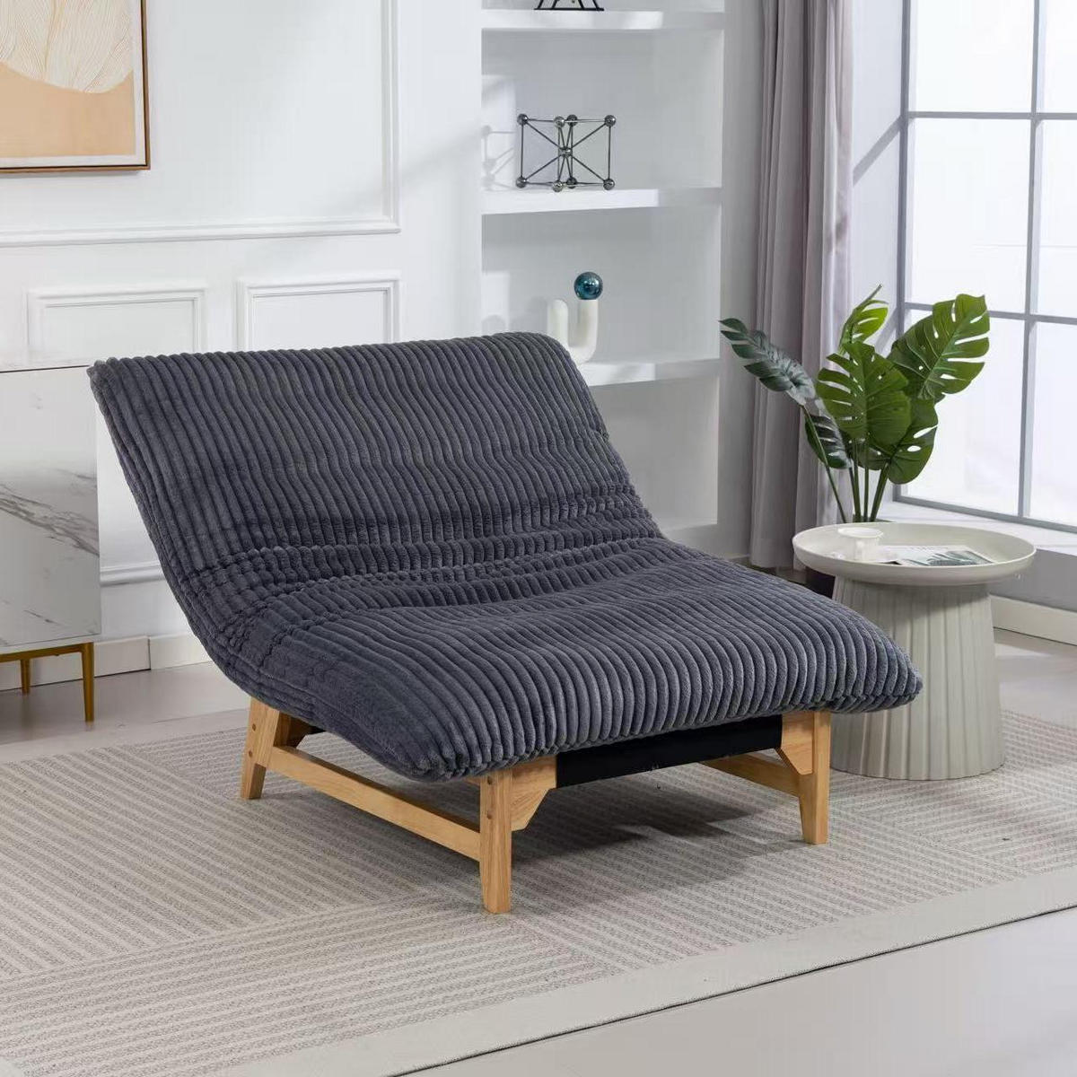 SITZSACK Cord Grau - Grau, Holzwerkstoff/Textil (100/76/120cm) - WISHDOR