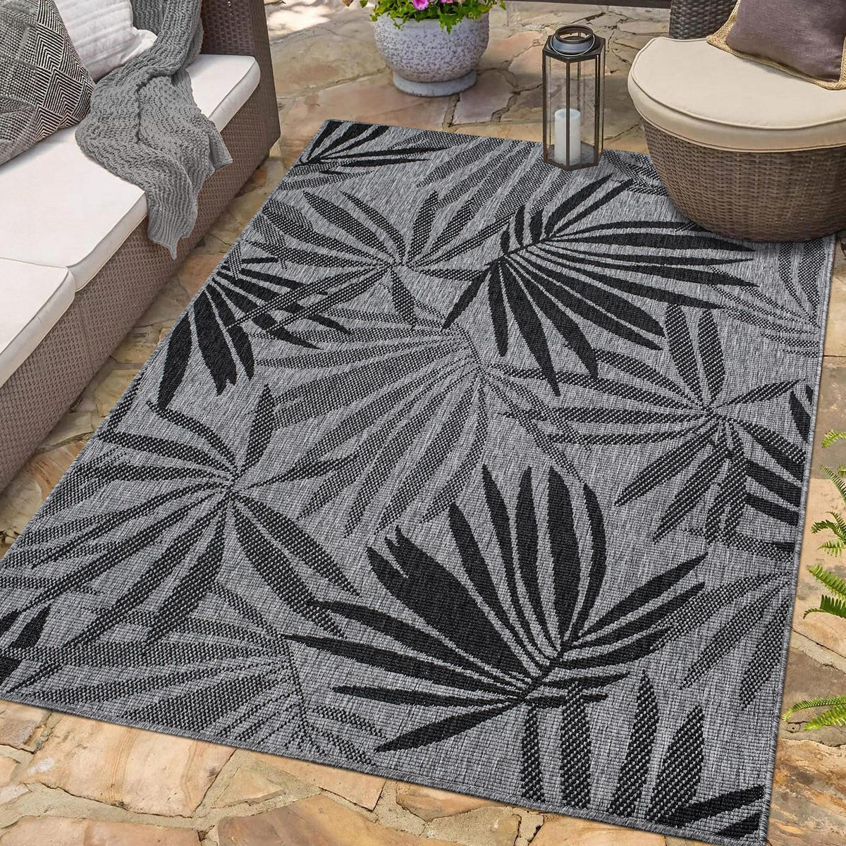 OUTDOOR-TEPPICH DuoRug 5771 Anthrazit 120x170 cm - Anthrazit, Textil (120/170cm) - carpet city