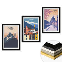 WANDBILDER 3er-Set - 20x30 cm Schwarzer Rahmen - Retro-Illustrationen zur Bergarchitektur - Schwarz, Kunststoff (20/30cm) - ArtPrintCave