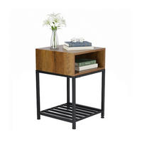 NACHTTISCH - Dunkelbraun, Holzwerkstoff/Metall (40/40/58cm) - Relaxdays