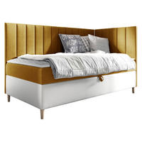 BOXBETT Maja Junior 3, Seite zum Öffnen des Bettkastens: Rechts - Gelb/Weiß, Holz (100/200cm) - MIRJAN24