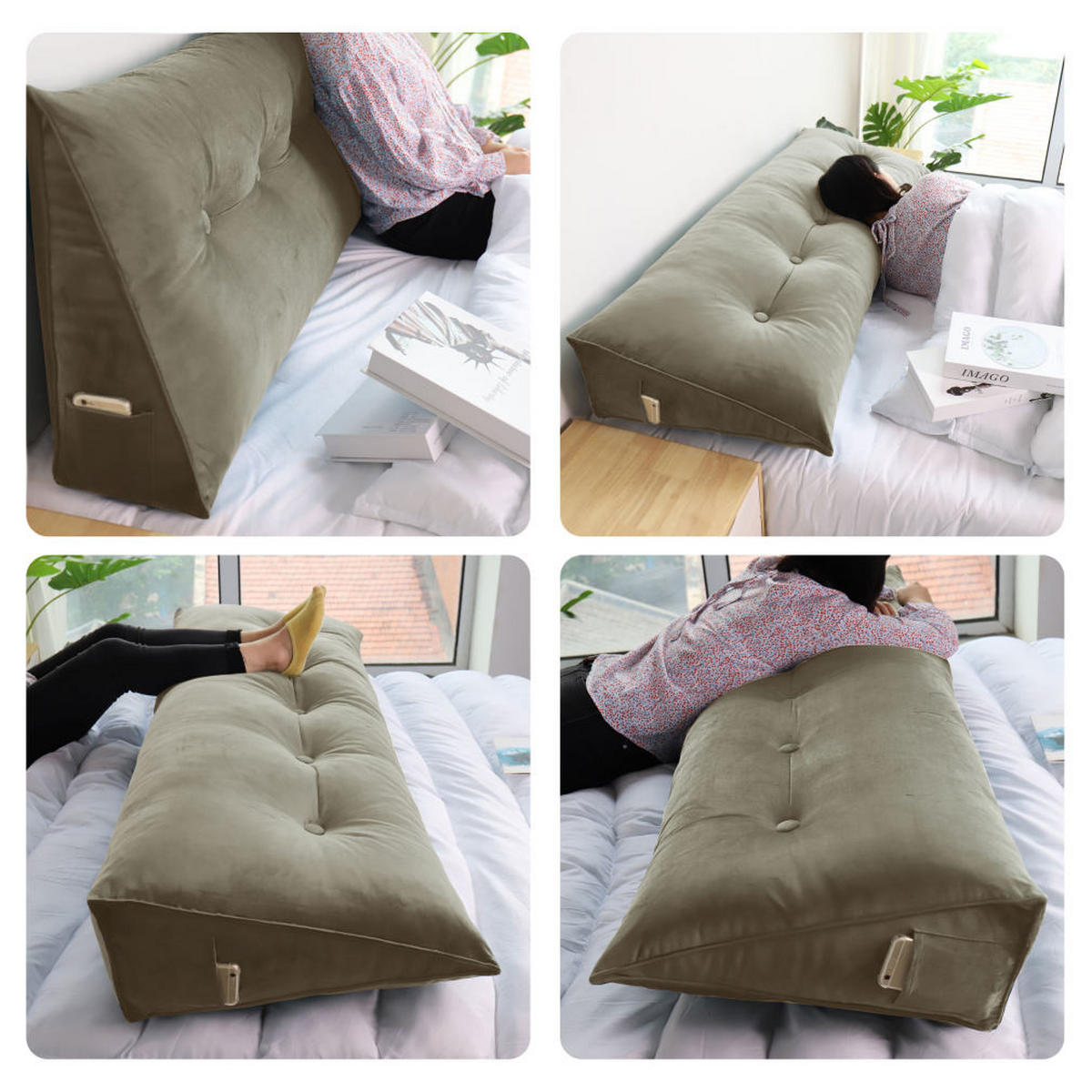 RÜCKENKISSEN für Bett Samt Beige 140 cm - Beige, Textil (50/140cm) - Vercart