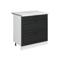 KUCHYNSKÁ SPODNÁ SKRINKA R-Line, Antracitový vidiecky dom/biely, 80 cm s 3 zásuvkami Marmori työtaso - biela/antracitová, kompozitné drevo (80/81.6/60cm) - Vicco