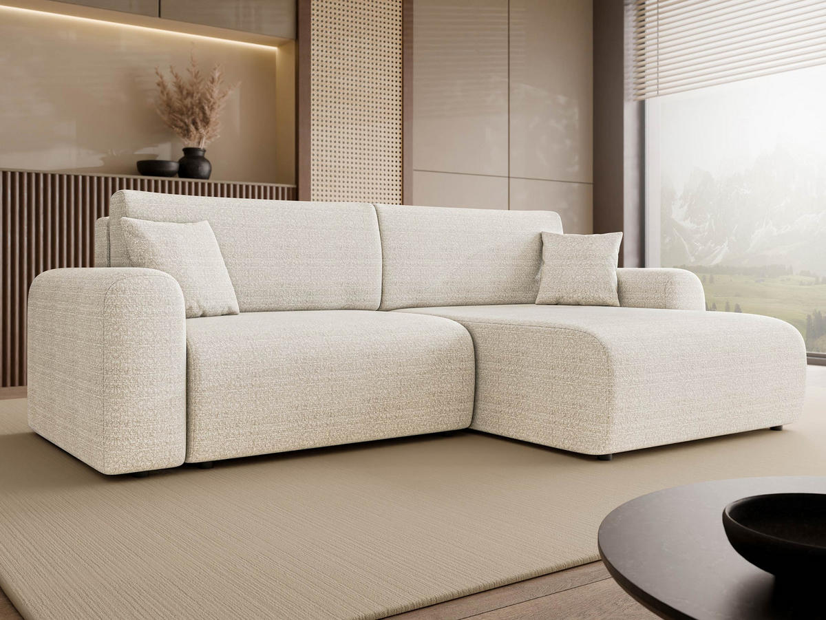 ECKSOFA Floryn L - Schwarz/Naturfarben, Holz/Kunststoff (245/145cm) - MIRJAN24