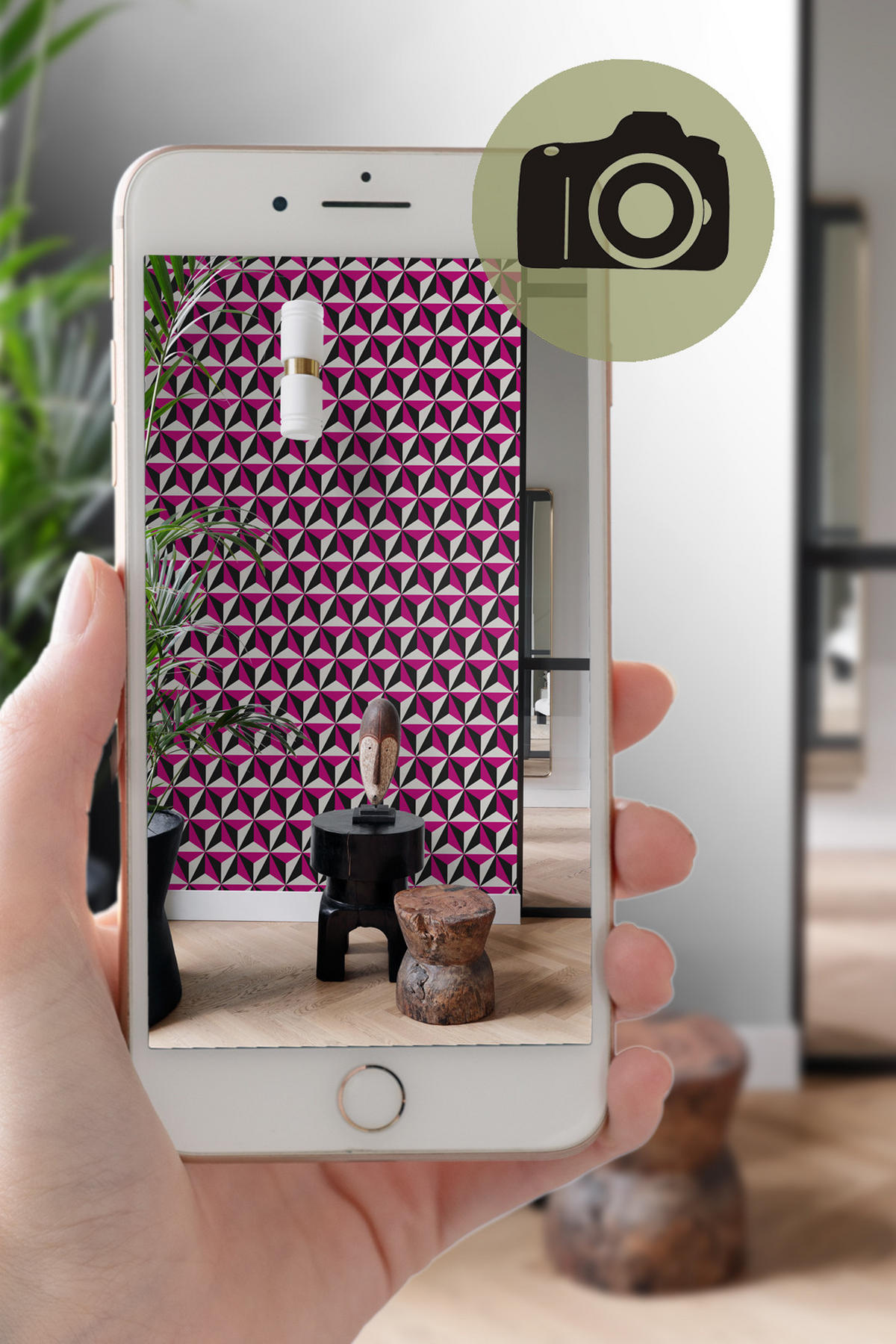 TAPETE 3D-Muster 53 cm x 10.05 m - Pink, Papier (53/1000cm) - Origin Wallcoverings