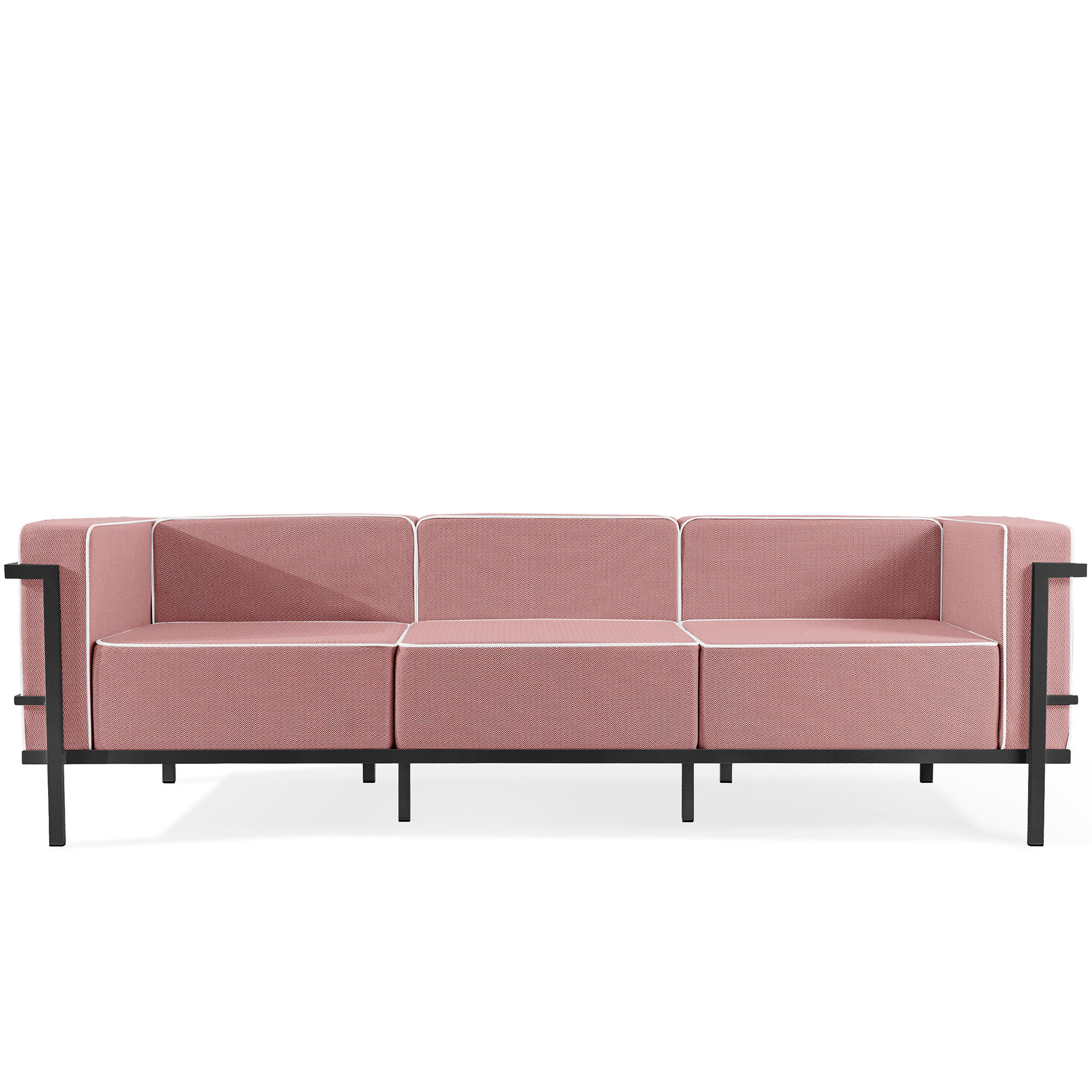 GARTENSOFA TRIGLO 3-Personen, Stahlrahmen, Modern, Dunkelgrau - Dunkelgrau/Rot, Textil/Metall (229/70/69cm) - KONSIMO®