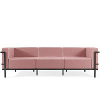 GARTENSOFA TRIGLO 3-Personen, Stahlrahmen, Modern, Dunkelgrau - Dunkelgrau/Rot, Textil/Metall (229/70/69cm) - KONSIMO®