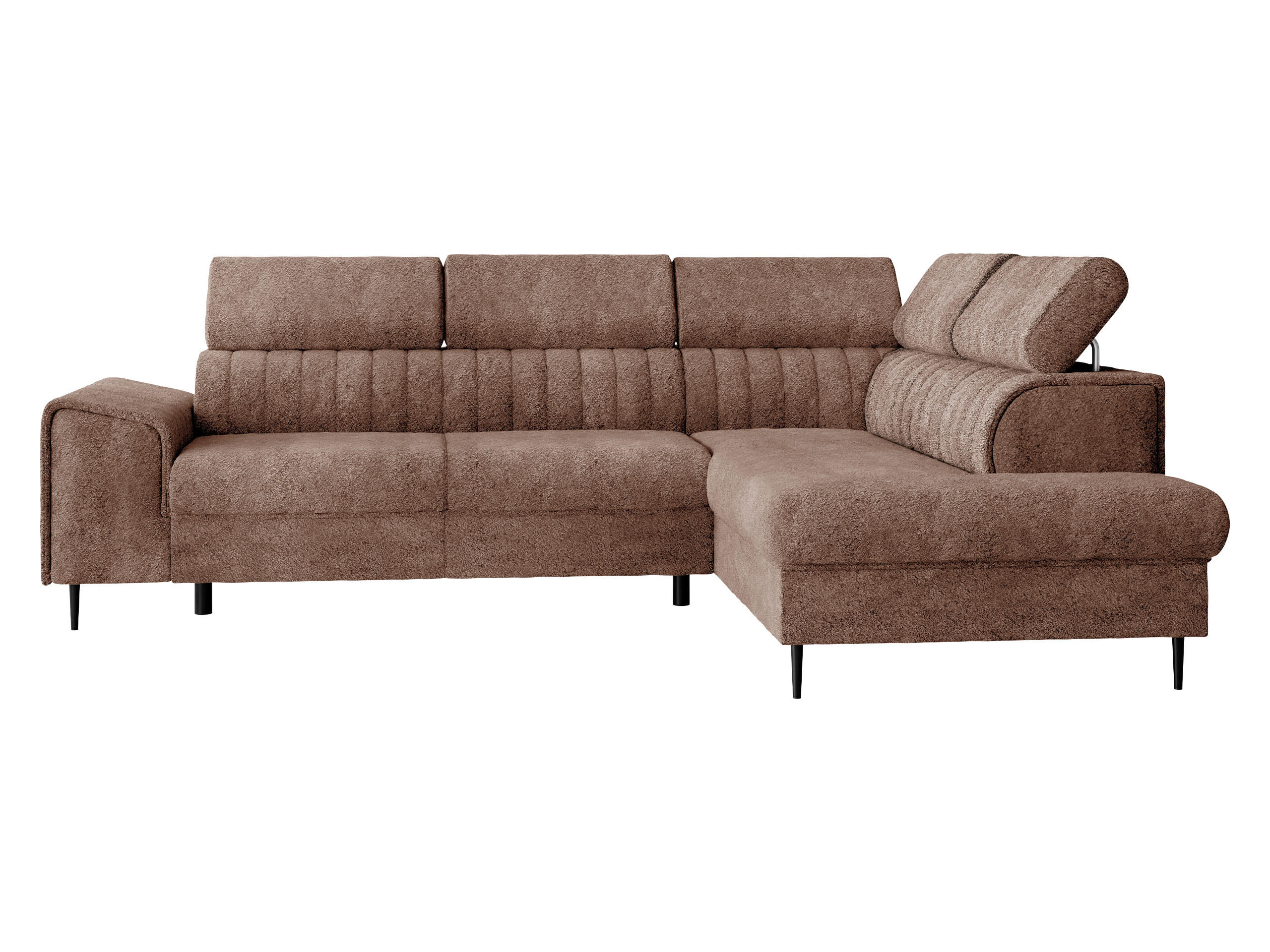 ECKSOFA Kadurin, Seite: Rechts - Schwarz/Braun, Holz/Kunststoff (276/206cm) - MIRJAN24
