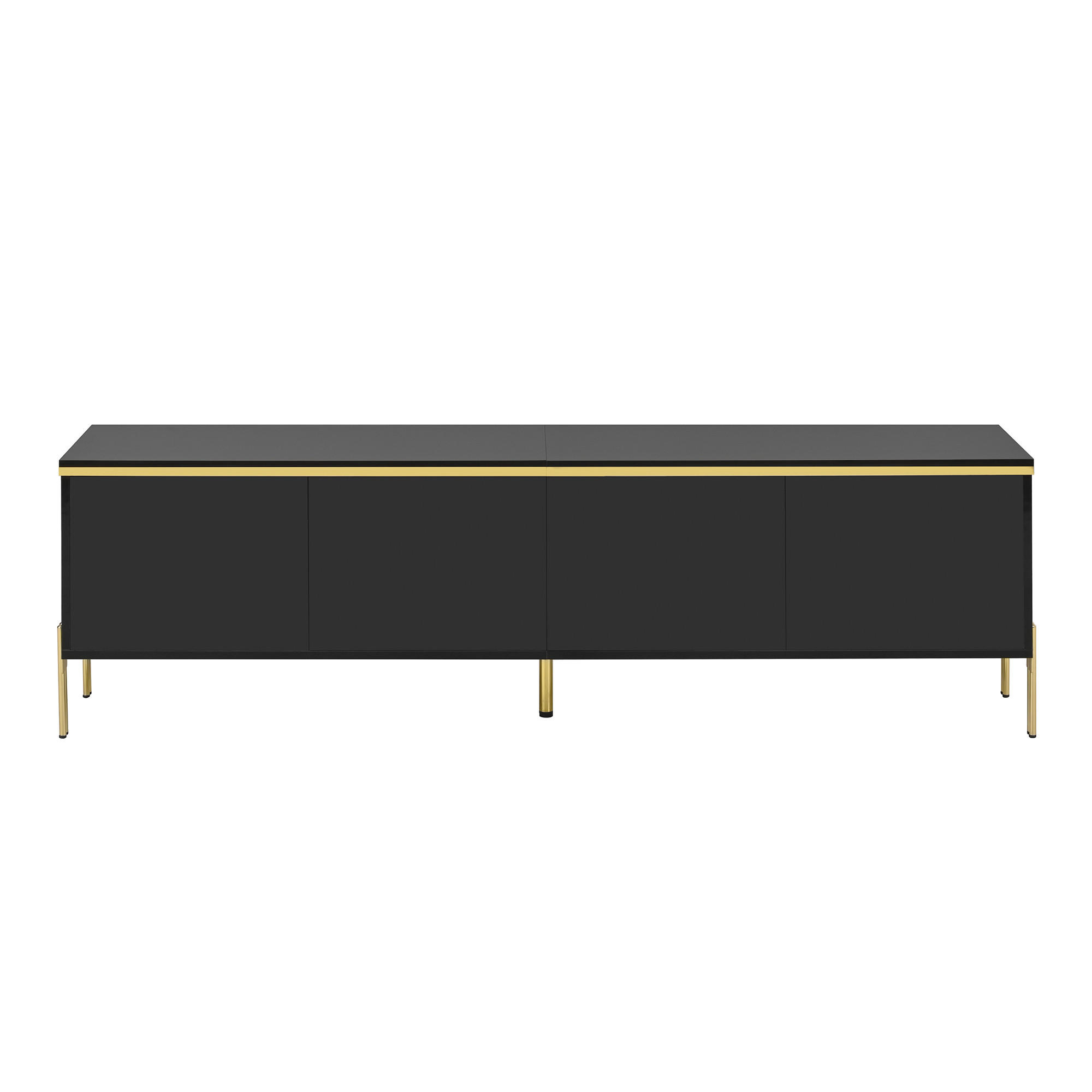 TV-SCHRANK Schwarz 170/38/50 cm mit vier Türen und Kabelmanagement - Schwarz, Karton (38/50/170cm) - PANGIVO