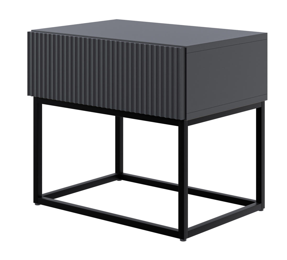 NACHTSCHRANK Veldio Schwarz mit schwarzen Beinen 50 cm - Schwarz, Holzwerkstoff/Metall (50/44/35.6cm) - Selsey
