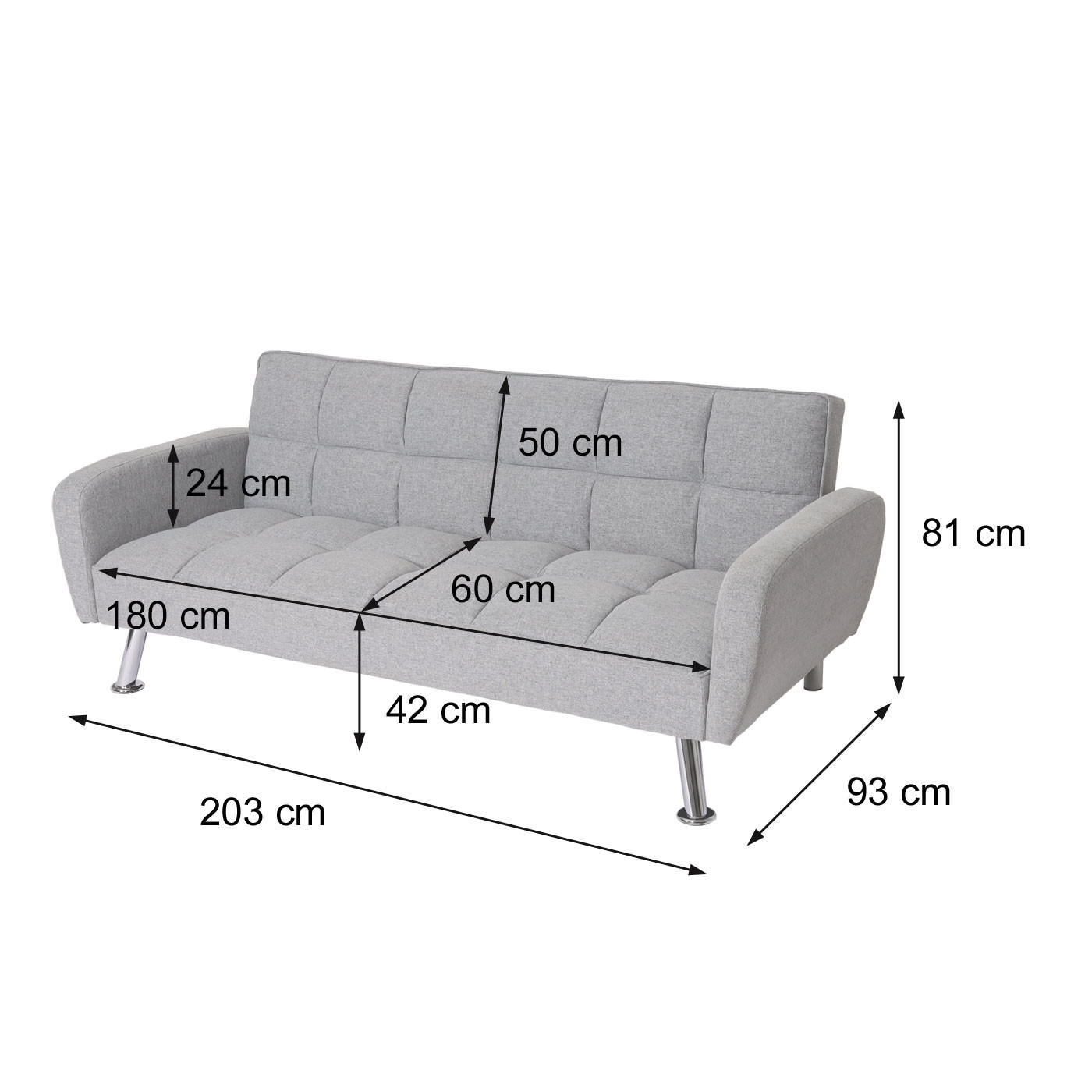 Thumbnail - MCW Sofa, Hellgrau, Textil, 203x81x93 cm, Wohnzimmer, Sofas & Couches, Sofas