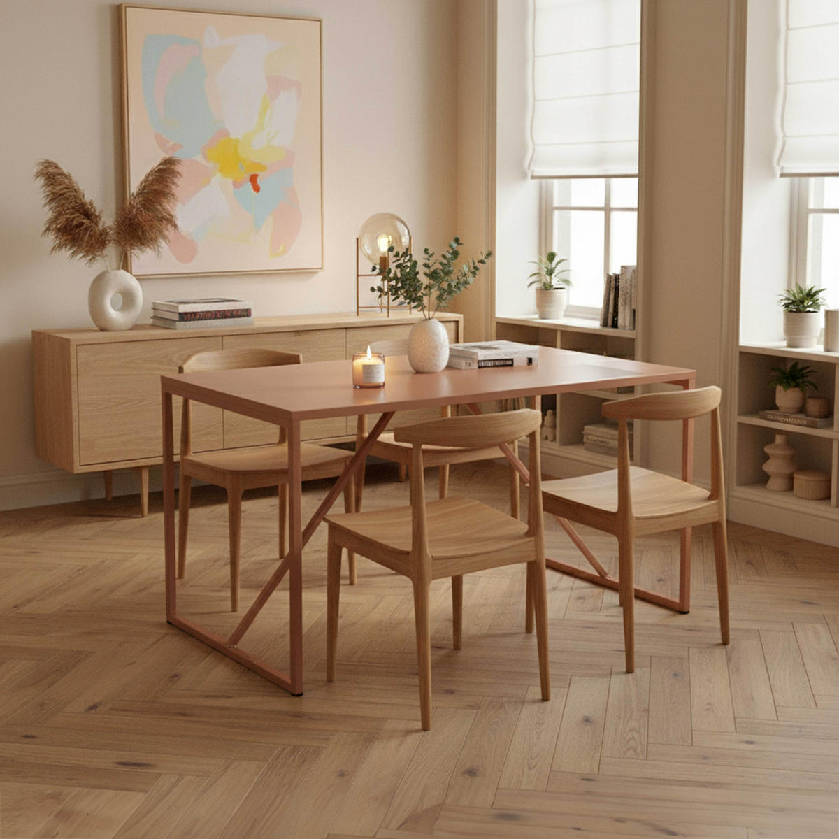 ESSTISCH, Braun - Braun, Metall (120/80/78cm) - Oviala