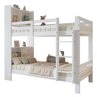 ETAGENBETT 90/200 cm Weiß mit Regalen und sicherer Leiter aus Massivholz - Weiß, Holzwerkstoff (90/200cm) - OKWISH