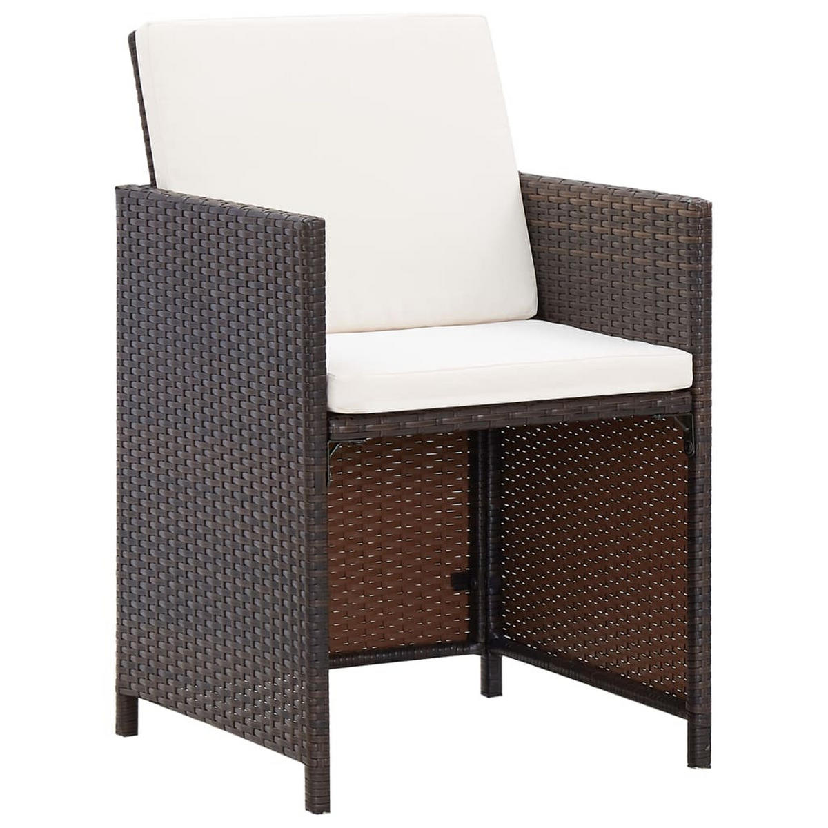 GARTEN-ESSGRUPPE 9-teilig Mit Auflagen Poly Rattan Braun - Creme/Braun, Kunststoff/Textil - vidaXL