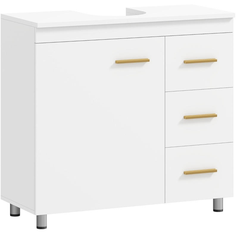Modfu KOUPELNOVÁ skříňka pod umyvadlo z MDF a dřevotřísky 70x65x30 cm bílá s tichým dovíráním a 3 zásuvkami