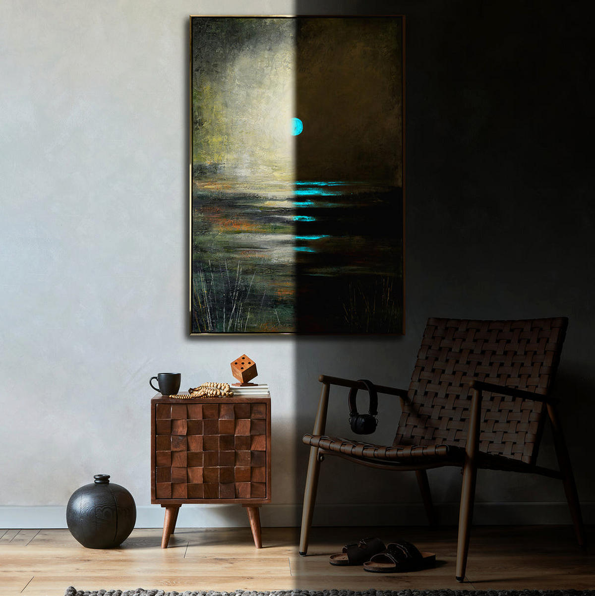 GEMÄLDE Echo der Natur Schattenfugenrahmen Schwarz 140x100 cm - Schwarz, Holz (140/100cm) - YS-art gallery