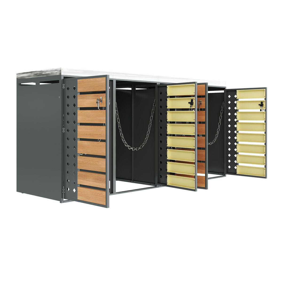 MÜLLTONNENBOX Mit Pflanztrog Holzoptik/Grau - Braun, Metall (132/124.5/80cm) - ComfortXL