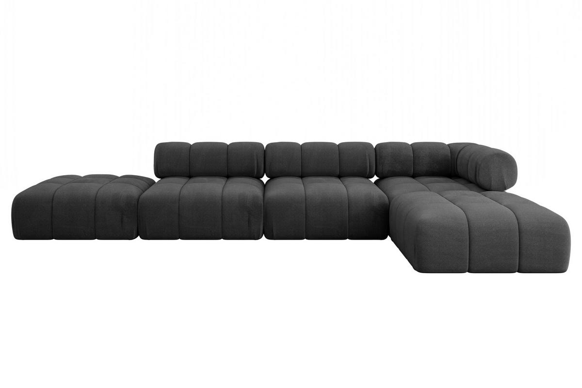 ECKSOFA modulares Sofa Kerru-L2 - 380x190x70 cm Schwarz Velours - Schwarz, Holzwerkstoff/Textil (380/190cm) - ALTDECOR