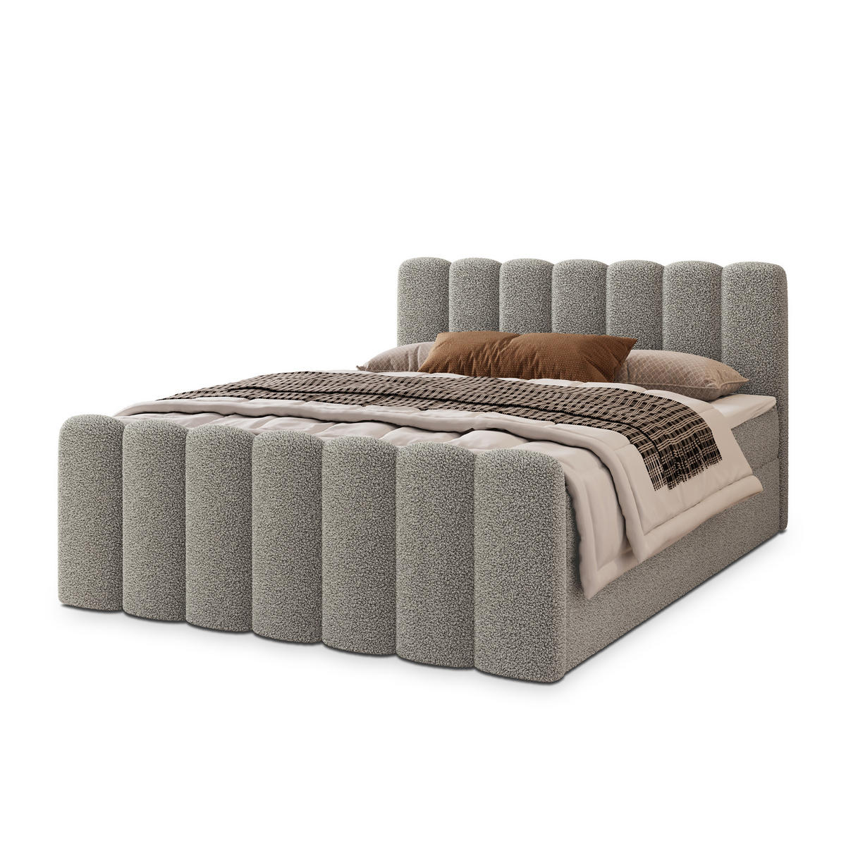 POSTEL BOXSPRING CELLA 180x200 cm, s matrací a úložným prostorem, světle šedá - světle šedá, kompozitní dřevo/textil (180/200cm) - MASSENO